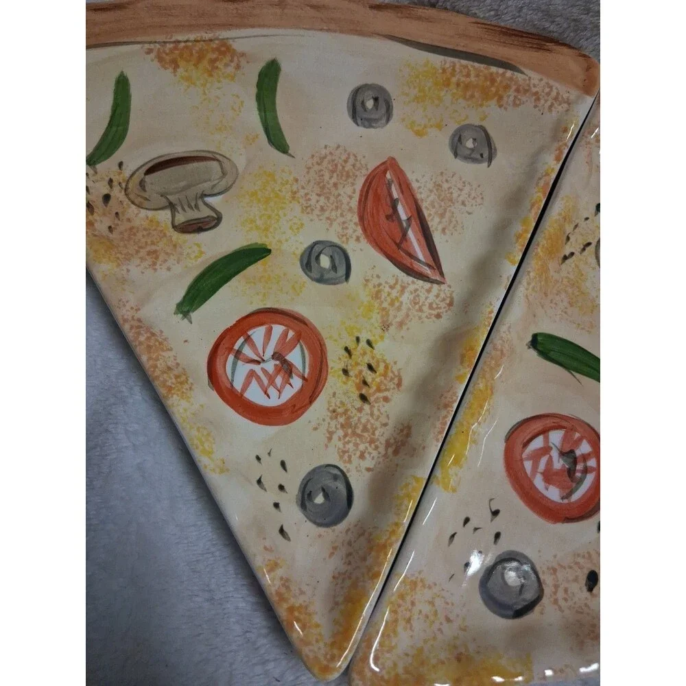 6 Pizza Ceramic Plates Noble Excellence Triangle shape See Pics 1 Sm Chip